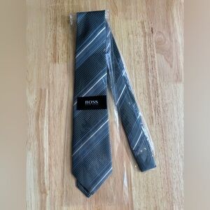 NWT Hugo Boss AG 7.5 cm Tie w/ Tags Blue Slanted Stripes Men's